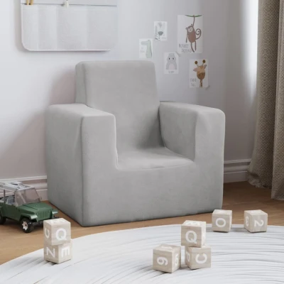 Bild av VidaXl Barnsoffa Ljusgrå Mjuk Plysch Rak