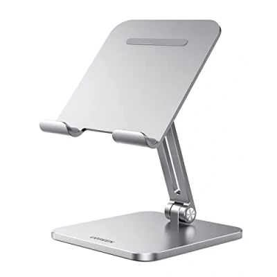 Bild av UGREEN Tablet Hållare i Aluminium Smartphone Bärbar Kompatibel med iPad Pro Air Mini 11 12.9 Galaxy Tab S9+ S9 A7 Redmi Pad Huawei MatePad iPhone 15 Max etc. (Silver)