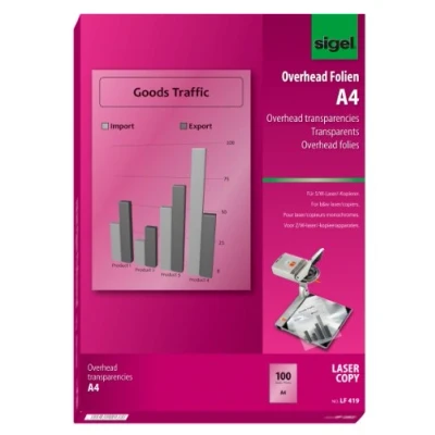 Bild av Sigel A4 transparensfilm för svart och vit laser/kopiator (10 ark) 100 Sheets