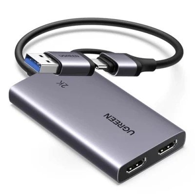 Bild av UGREEN videoinspelningskort och 4K loopout, HDMI till USB med ingång 2K 30Hz inspelning, för DSLR, Switch, PS4, PS5, Windows8.1/10/11, MacOS, Linux