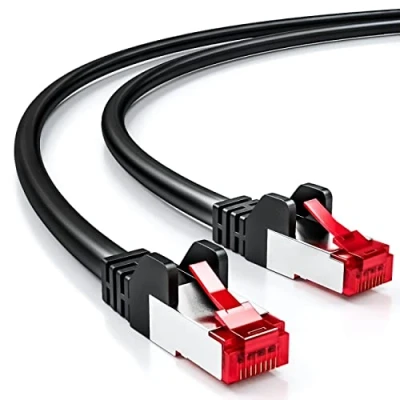 Bild av deleyCON 5m CAT6 Patchkabel S/FTP PIMF Skärmning CAT 6 RJ45 Nätverkskabel Ethernet Kabel LAN DSL Switch Router Modem Access Point Patch Paneler Svart