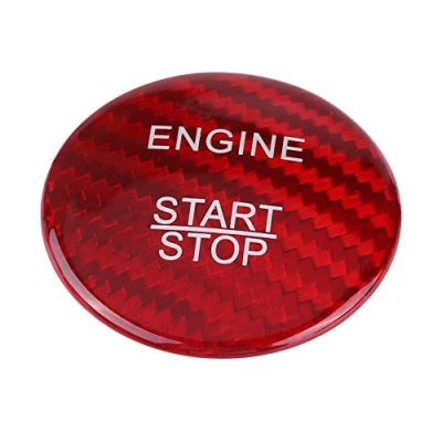Bild av EBTOOLS Motorstartknopfabdeckung, 36 mm Kohlefaser Motorstartknopfabdeckung Verkleidung für A B C GLC GLA CLA ML GL Klasse(rot)