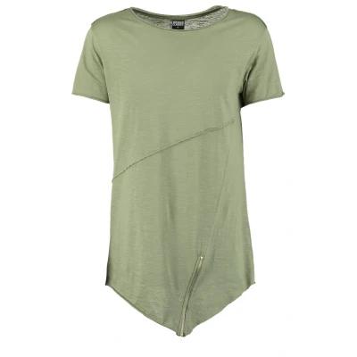 Bild av Urban Classics LONG OPEN EDGE Front ZIP TEE Tshirt med print, Storlek: Small, Lightolive