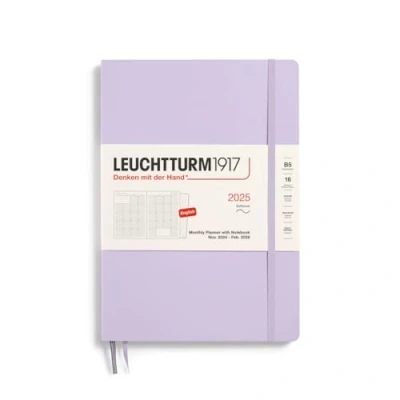 Bild av LEUCHTTURM1917 370707 månadsplanerare och anteckningsbok 2025, komposition B5 mjukt fodral 16 månader, linjerad lila, engelska
