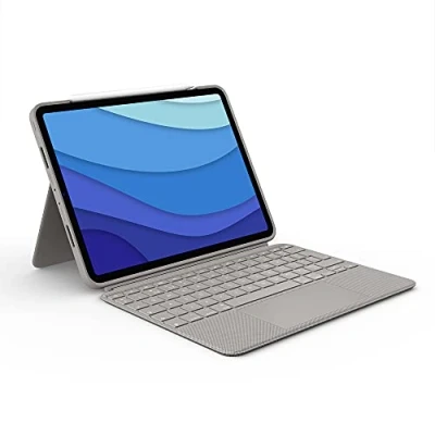Bild av Logitech Combo Touch keyboard and Folio case with trackpad QWERTY UK sand Tastatur &amp; set Engelska Storbritannien Grå