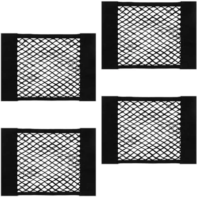 Bild av Nätväska 4 stycken bagagenät för bil, 30 x 25 cm, universellt skyddsnät elastiskt med kardborreband bil/SUV:ar, av nylon