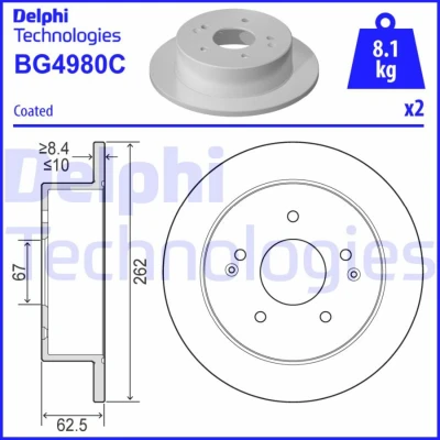 Bild av Bromsskiva DELPHI BG4980C