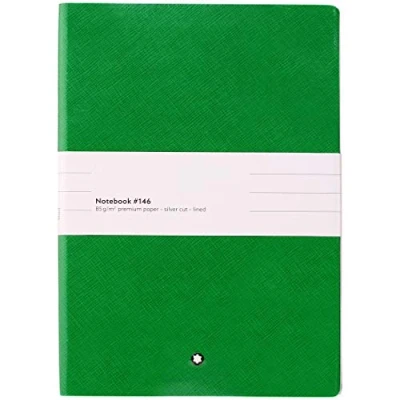 Bild av Montblanc Notebook 116518 Fine Stationery #146 linjerad läderanteckningsbok med mjukt omslag i DIN A5 färg: grön 192 sidor