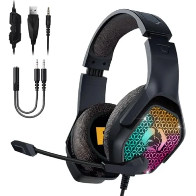 Bild av EMPIRE GAMING H 3 Gamer RGB headset för PS5, PS4, Xbox One/Series, Switch, PC, Mac, Smartphones, Surfplattor Fjärrkontroll Högupplöst stereoljud flexibel mikrofon vit