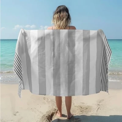 Bild av JEMIDI Hammam handduk lätt, snabbtorkande, mikrofiber, XL, stor för vuxna strand, bastu, resor eller picknick turkisk bomullsbadhandduk grå