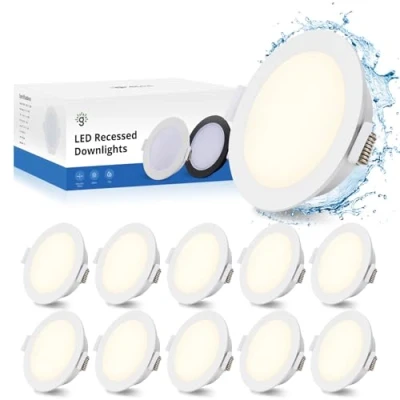 Bild av Gr4tec Infälld Spotlight Platt, 10 x 5W LED takspotlight neutral vit 4000 K, 35 mm Ultra Installationsdiameter φ68 80mm, AC 85265 V 400LM, IP65 spotlights för Badrum Vardagsrum