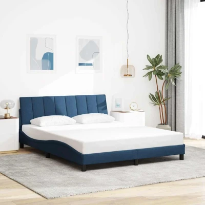 Bild av vidaXL Sängram med huvudgavel blå 160x200 cm tyg, säng, sovrumsmöbel, sängbotten, sängar, sovrumsmöbler, dubbelsäng, dubbelsängar, tygsäng, tygsängar
