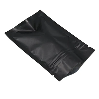 Bild av 100st Återförslutningsbar Matte Aluminium Folie Förpacknings Påse Blixtlås för Mat Kaffe Förvaring Mylar (Matt Svart, 7 x 10 cm (2,7 3,9 tum))
