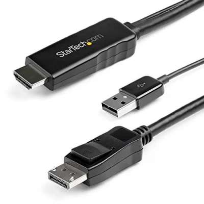 Bild av StarTech.com 3m HDMI to DisplayPort Adapter cable with USB Power 4K 30Hz Active DP 1.2 Converter (HD2DPMM3M) video / 3 m