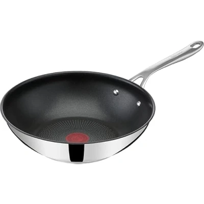 Bild av Tefal Jamie Oliver by Cook&#039;s Direct On Wokpanna, 28 cm, non stick försegling, termosignal, niat handtag, lämplig för induktion, rostfritt stål, E3041934