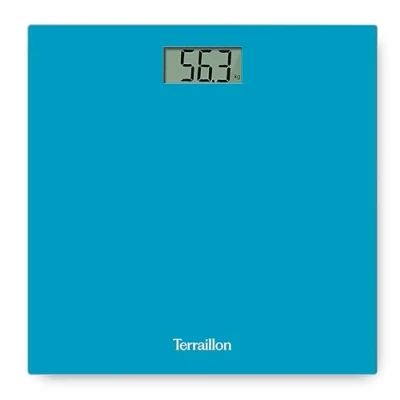 Bild av Terraillon elektroniska badrumsvågar, ultratunn, automatisk på/av, stor LCD skärm, 150 kg, TX1500, blå
