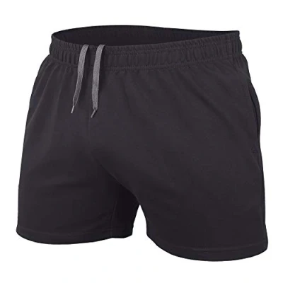 Bild av Herr Bodybuilding Gym Träna Shorts Sporter Kondition Terry Bomull Schwarz X Large