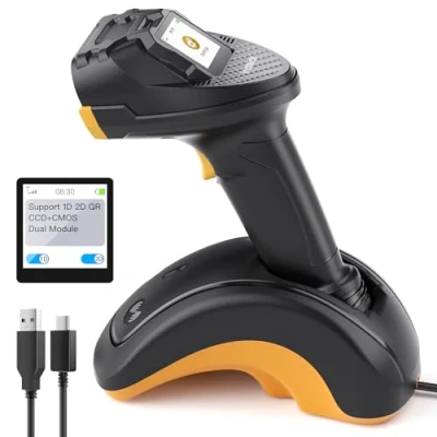 Bild av Inateck Bluetooth streckkodsläsare, trådlös 2D 1D skanner, QR kodskanner, med pekskärm och smart bas, dubbla CMOS+CCD moduler, stöder App SDK, Pro 8