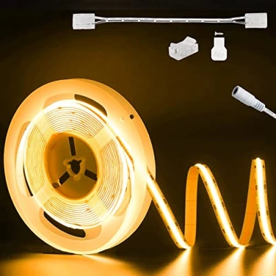Bild av cob LED remsa varm vit 2 000 K DC 24 V, PAUTIX 6 m 504 LEDs/M CRI80 Strip Lights, band för hem kök gör det själv belysningsprojekt med 8 mm kontakt (strömförsörjning ingår ej)