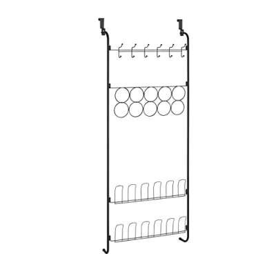 Bild av WENKO Dörrorganisatör i svart, mångsidig dörrhylla för kläder, handdukar och skor att hänga upp, hängande hylla skåp garderob, 59 x 150,5 18,5 cm, pulverlackerad metall