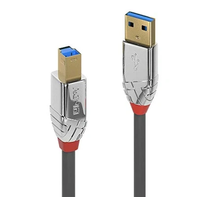 Bild av Lindy 2 m USB B 3.0 kabel, A hane till typ B, skärm, för extern hårddisk, skanner, skrivare, Cromo Line