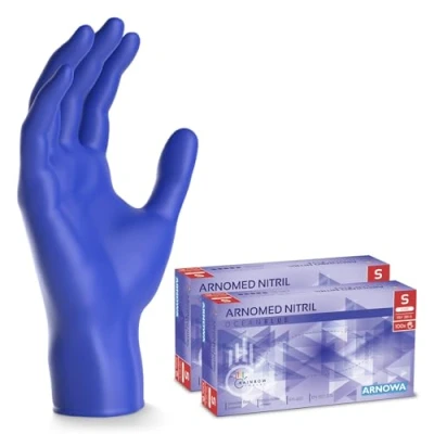 Bild av 200 ARNOMED engångshandskar mörkblå, nitrilhandskar S, med 2x 100 st/box, purderfria handskar, latexfria gummihandskar, finns i XS, M, L &amp; XL.