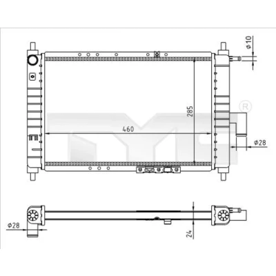Bild av TYC 706 0023 R Radiateur du moteur 460 285 23 ailettes jointes mécaniquement