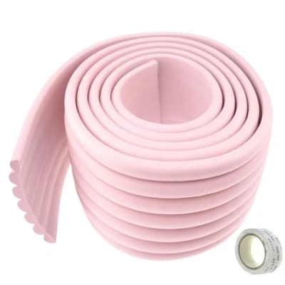 Bild av TUKA Multifunktionellt skumskyddssats, 2 m x 80 mm, universellt antikollisionsskydd, säkerhet för barn baby senior tjock barnsäker säkerhetssäkring av föremål och ytor. TKD7002 rosa