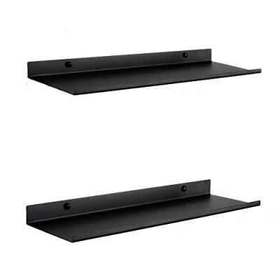 Bild av MILUKA Svart Vägghylla Vägghyllor metall 35 cm Tavelhylla, Display Hylla, Hyllplan Flytande Hylla för Vardagsrum, Sovrum, Arbetsrum, Kontor Hyllor, Kökshyllor Förpackning (2, Svart)
