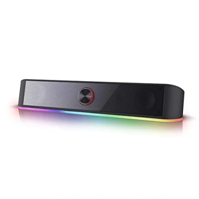 Bild av Redragon GS560 RGB skrivbordsljudbar, 2.0 kanals datorhögtalare med dynamisk ljusstång ljud ljussynkronisering/skärm, pekkontroll bakgrundsbelyst volymvred, USB driven 3,5 mm kabel, vit