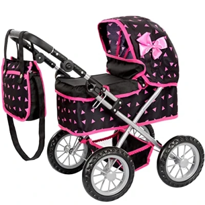 Bild av Kinderplay Dockvagn från 2 år, barnvagn dockor lätt och stabil konstruktion, barndockvagn 3 justerbar höjd 33 till 63 cm, KP0261R