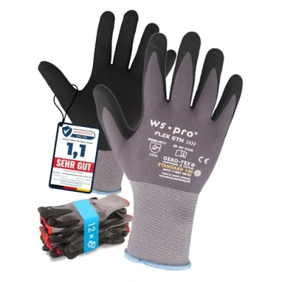 Bild av Trevendo Arbetshandskar Super Tech Flex nylon stickade handskar svart/grå storlek 10, 12 par