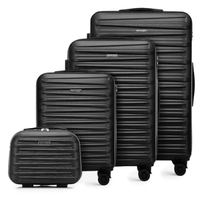 Bild av WITTCHEN Skyspeed Line Resväska Set om 4 resväskor Trolley med hjul Handbagage kosmetikfodral Kombinationslås ABS Teleskophandtag Svart