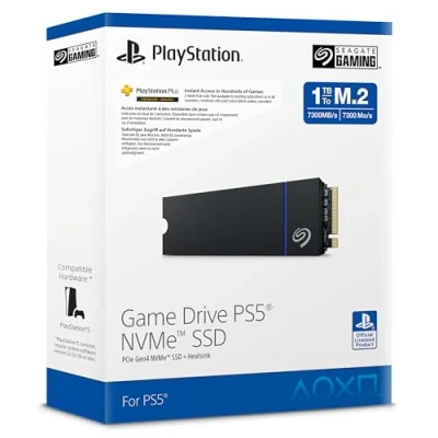 Bild av Seagate Game Drive M.2 SSD för PS5, 1 TB, Intern SSD, PCIe Gen4 NVMe 1.4, Upp till 7300 MB/s med kylfläns, inkl 2 veckors Playstation+ (ZP1000GP3A4001)