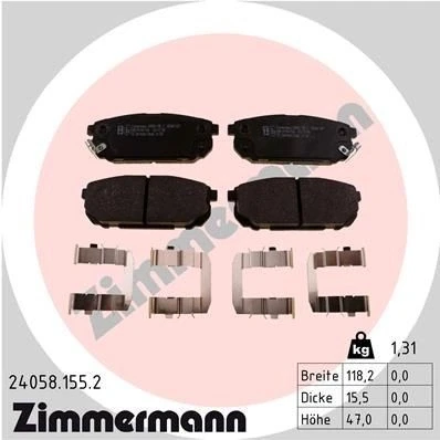 Bild av ZIMMERMANN 24058.155.2 Jeu de plaquettes frein avec indicateur d&#039;usure la photo correspond au contenu livraison, ressort KIA: SORENTO 1