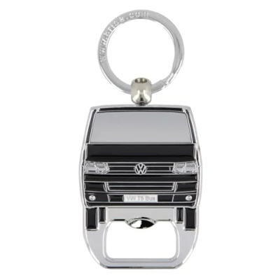 Bild av BRISA VW Collection Volkswagen nyckelring tillbehör nyckelhållare med ölflasköppnare i T3, T4, T5 buss design (svart, buss)