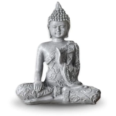 Bild av Buddha Staty meditation 1 Zen och Feng Shui dekorationstatue ger en lugnande avkopplande atmosfär till ditt hem lyckobringare, staty, färg grå höjd: 12 cm Zen&#039;Light