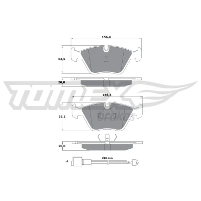 Bild av TOMEX brakes TX 10 691 Jeu de plaquettes frein Essieu avant contact signal d&#039;usure inclus avec accessoires BMW: 3 Coupe, Berline, Cabriolet