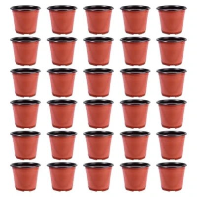 Bild av DOITOOL 30 stycken plastplanteringskrukor, odling små odlingskrukor, plast, blomkruka, 15 cm, rund odlingskrukor för växter, blomkrukor sticklingar och (diameter 150 mm)