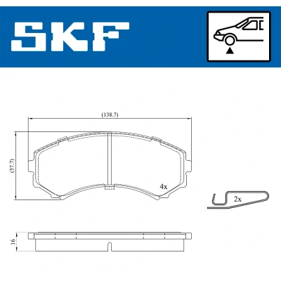 Bild av SKF VKBP 80252 A Jeu de plaquettes frein avec indicateur d&#039;usure MITSUBISHI: Pajero 4, 3, Classic, MAZDA: MPV 1