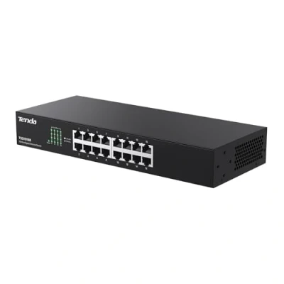 Bild av Tenda Switch 16 port Gigabit LAN omkopplare (Plug and Play Ethernet switch, nätverksbrytare 19 tums rackmontering, fläktlöst, metallhölje, svart) (TEG1016D)