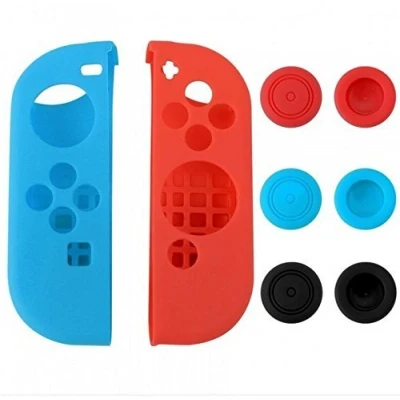 Bild av 8 i 1 silikon skyddande skal mjukt med tumspakar grepp lock skydd för Nintendo Switch Joy Con kontroll
