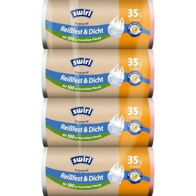 Bild av Swirl slitstark och tät bärhandtag soppåse, multipack 4 x 35 l/15 påse