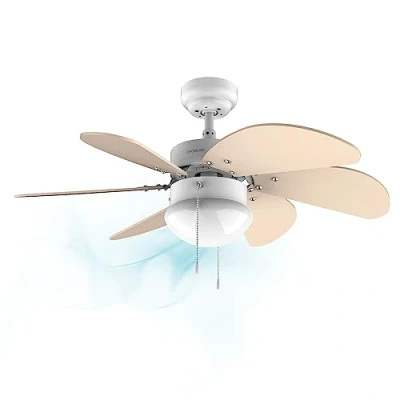 Bild av Cecotec Takfläkt EnergySilence 3600 Vision SunLight, 50 W, diameter 92 cm, lampa, 3 hastigheter, 6 vändbara blad, sommar /vinterfunktion, dragbrytare, vit/gul
