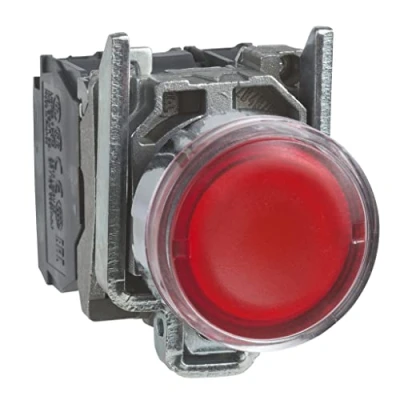 Bild av Schneider Electric Harmony lamp print complete with led and flat printing surface spring return in red color 24vac / dc supply 1xno + 1xnc xb4bw34b5