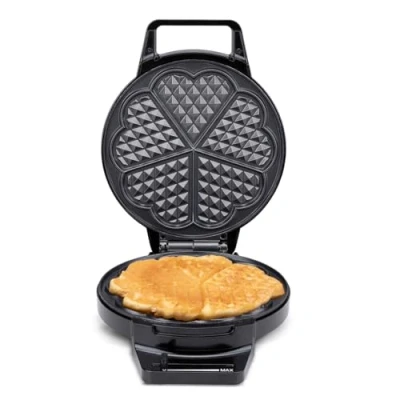 Bild av Alpina våffeljärn hjärtform våffla maskin våffle Maker med non stick beläggning Belgiskt för upp till 5 våfflor 1000 W litet svart