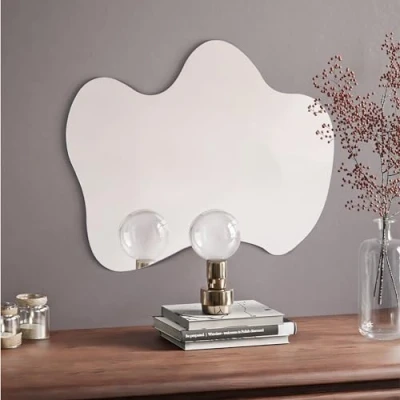 Bild av Navaris väggspegel utan ram dekorativ spegel 50 x cm att hänga upp badrumsspegel hall WC stor asymmetrisk design