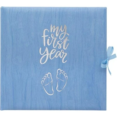 Bild av Baby&#039;s My First Year Record loggbok för att fira födelsen genom deras första år på jorden blå