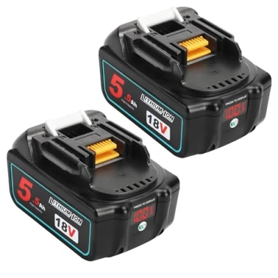 Bild av Powarobor 2 stycken BL1850B 18 V 5,5 Ah Li ion ersättningsbatteri kompatibel med Makita batterier BL1850 BL1860 BL1860B BL1840 BL1840B BL1845 BL1815 LXT 400 elverktyg