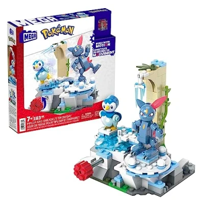 Bild av Mega Pokémon, Actionfigure, Byggleksak, Piplup och Sneasels snödag med 171 stycken rörelse, 2 poserbara karaktärer, för barn, HKT20